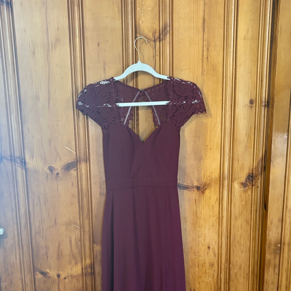 Lulu's Momentous Moments Burgundy Lace Backless Maxi Dress - Size Small - Picture 4 of 14